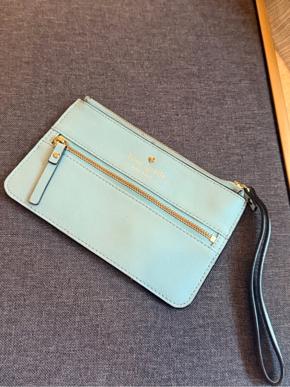 Kate Spade New York Light Blue Saffiano Leather Wristlet Card Holder